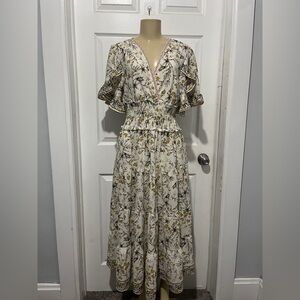 Max Studio Cream Ruffled Tiered Maxi Dress